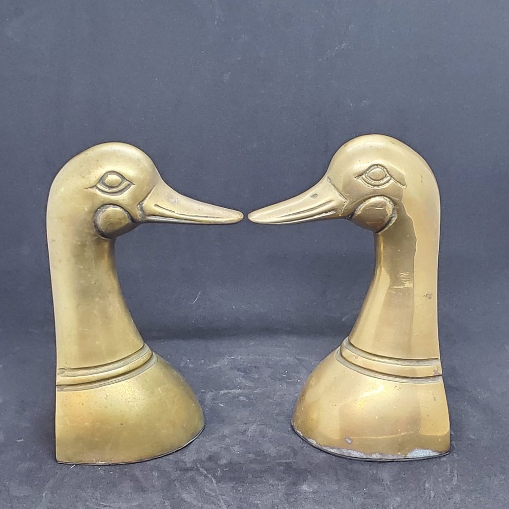 Vintage Solid Brass Duck Head/Midcentury/Bookend paper weight, home decor.